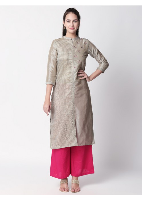 Grey Kurta with Embroidery