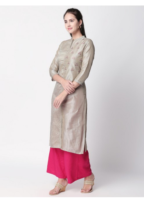 Grey Kurta with Embroidery