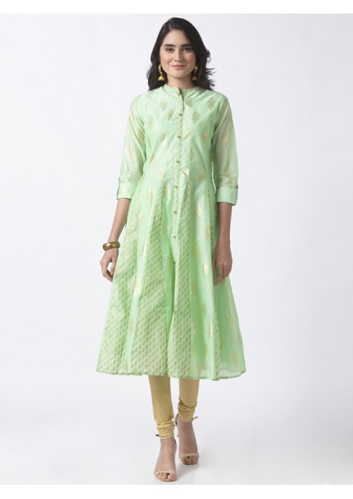 Sea Green Kurta with Gold Print