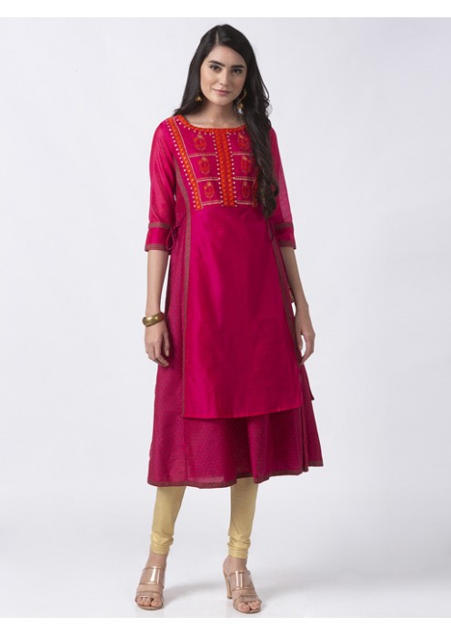 Fuchsia Two-Layered Kurta 