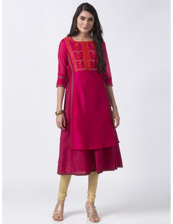 Fuchsia Two-Layered Kurta 