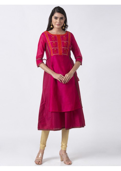 Fuchsia Two-Layered Kurta 