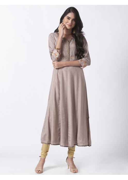 Mauve Embroidered Kurta 