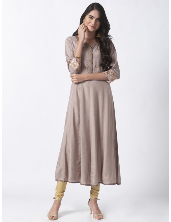 Mauve Embroidered Kurta 