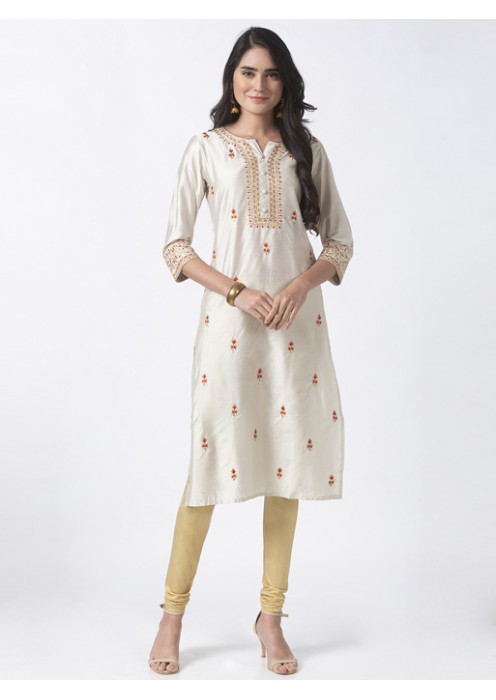 Grey Kurta With Embroidery