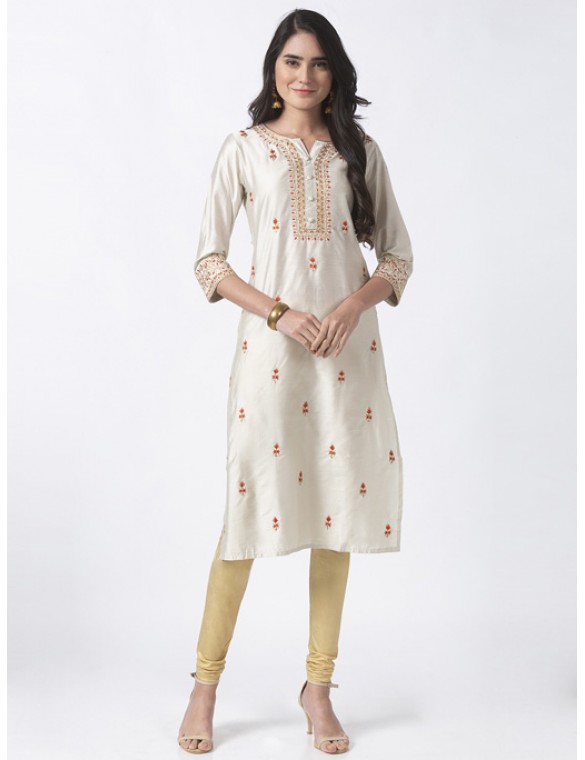 Grey Kurta With Embroidery