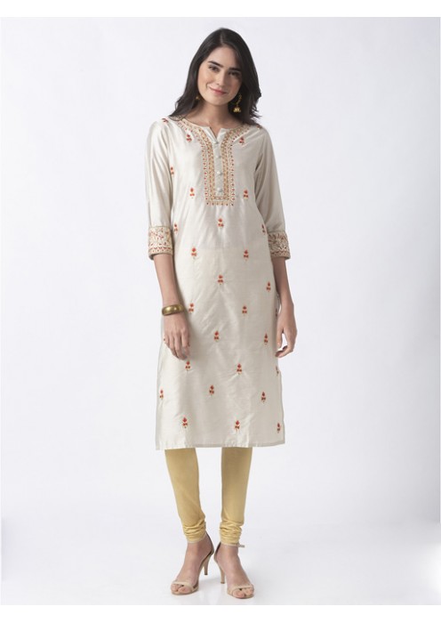 Grey Kurta With Embroidery