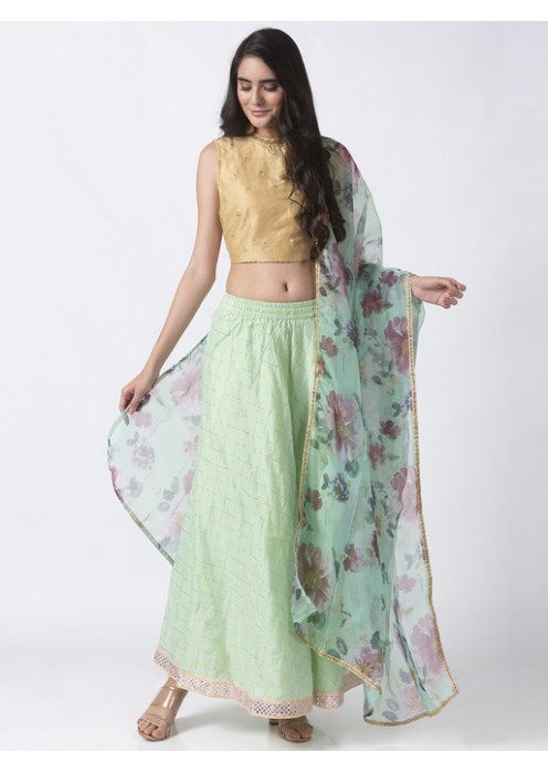  Sap Green Flared Lehenga