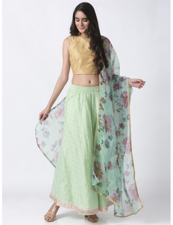  Sap Green Flared Lehenga