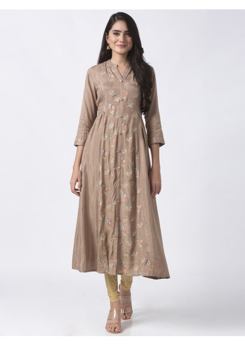 Brown Kurta with Embroidery