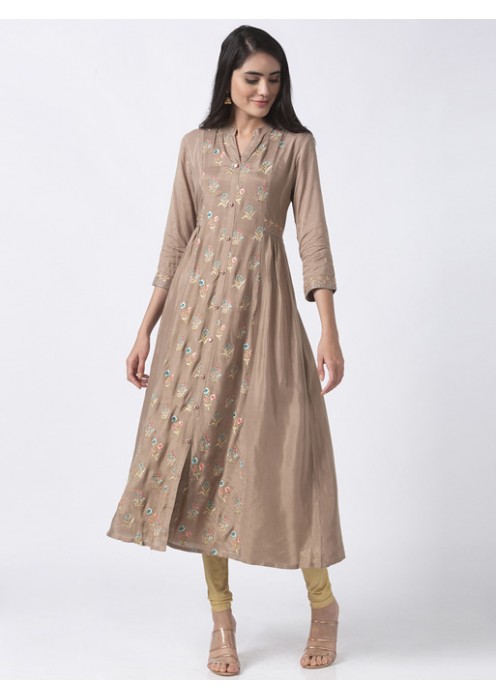 Brown Kurta with Embroidery