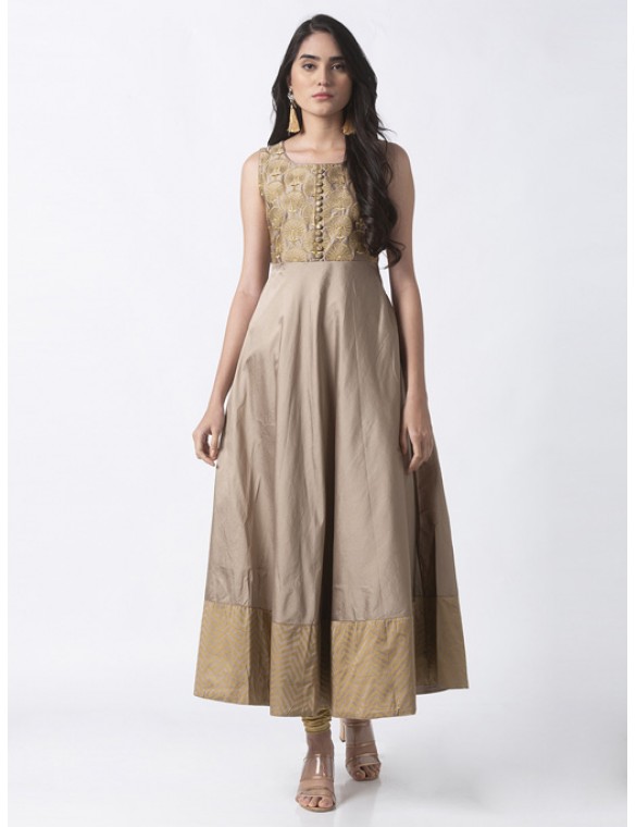 Beige Kurta with Embroidery