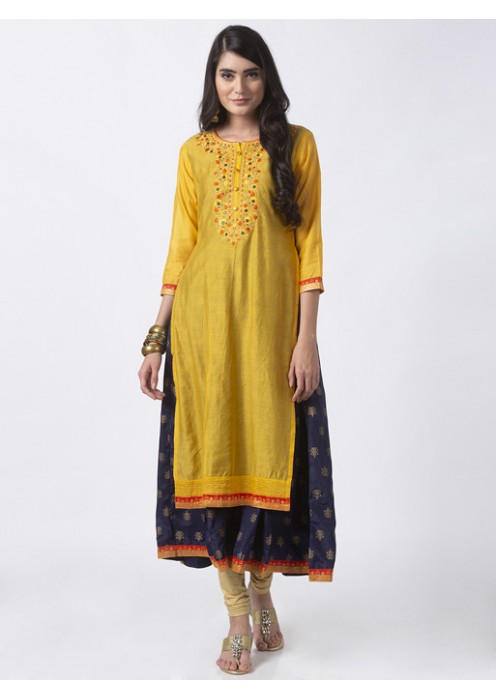 Yellow Embroidered Twin Kurta 