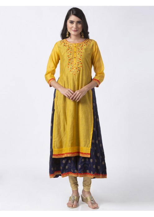 Yellow Embroidered Twin Kurta 