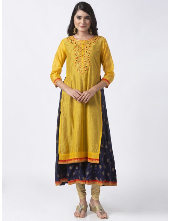 Yellow Embroidered Twin Kurta 