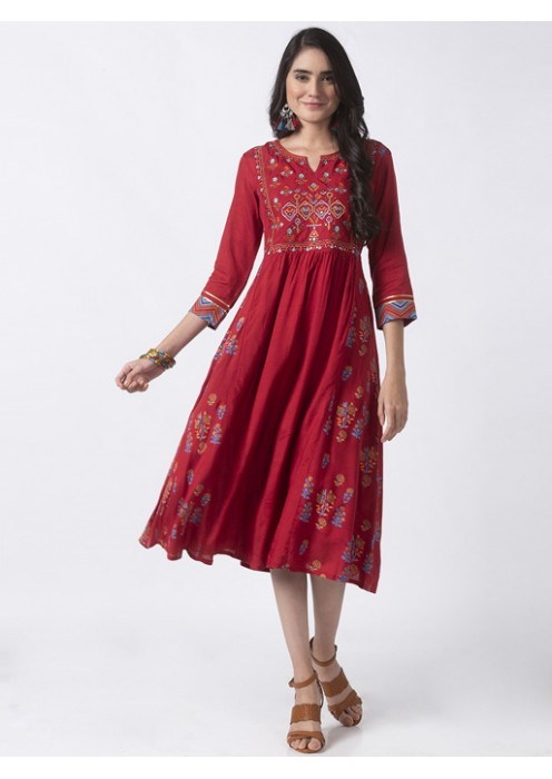 Red A-line dress 