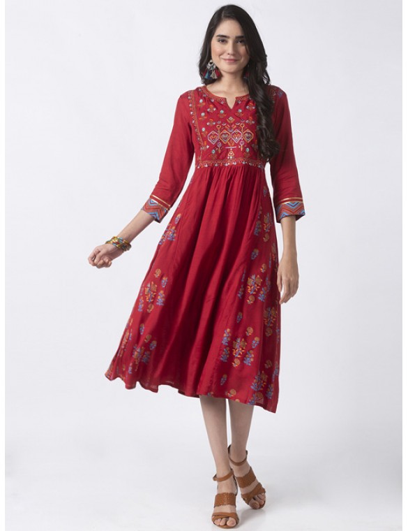 Red A-line dress 