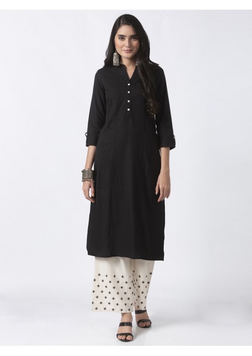 Black Solid Kurta