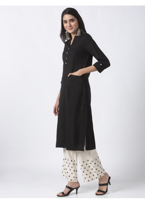 Black Solid Kurta