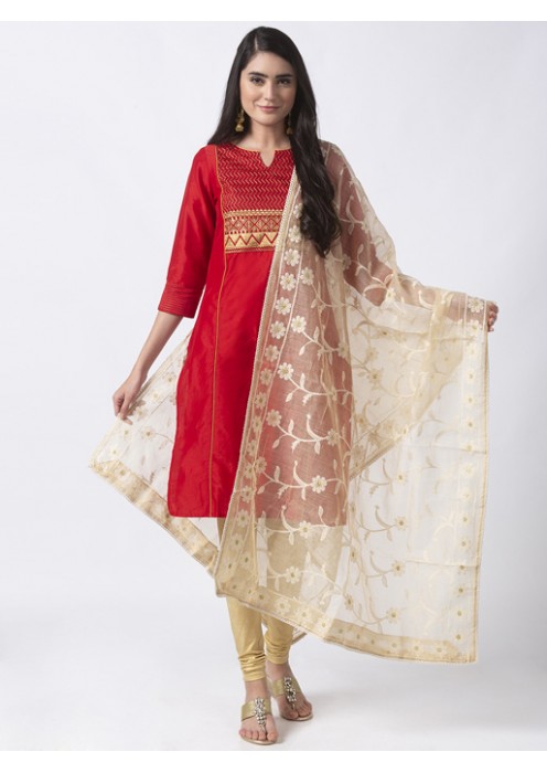 Beige Kota Doria Dupatta