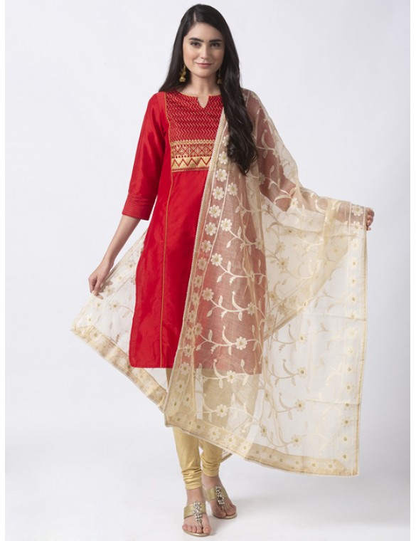 Beige Kota Doria Dupatta