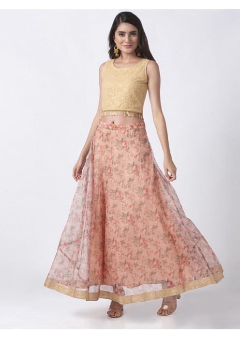 Peach Flared Lehenga