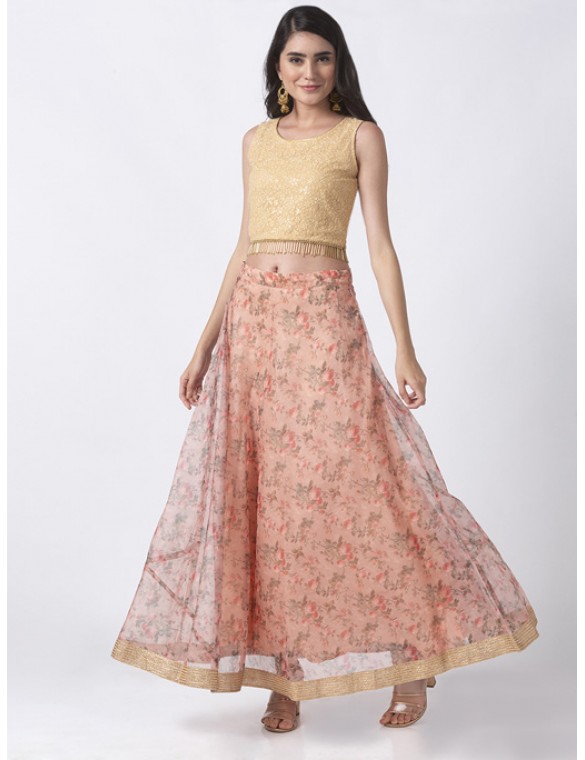 Peach Flared Lehenga