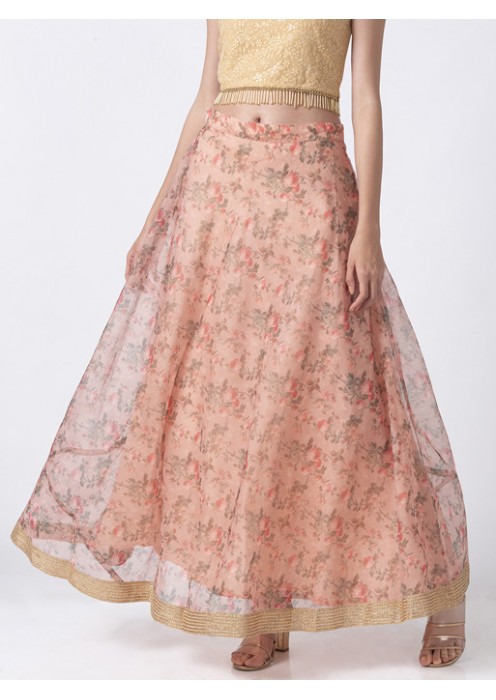 Peach Flared Lehenga