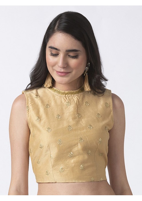 Gold embroidered crop top