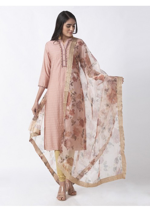 Dusky Pink Organza Dupatta