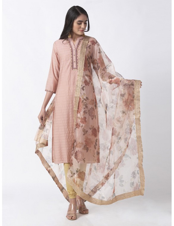 Dusky Pink Organza Dupatta