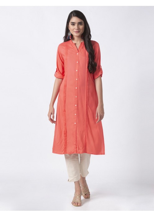 Coral Solid Kurta 