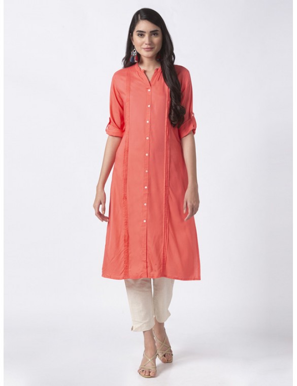 Coral Solid Kurta 