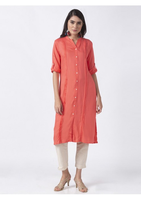 Coral Solid Kurta 