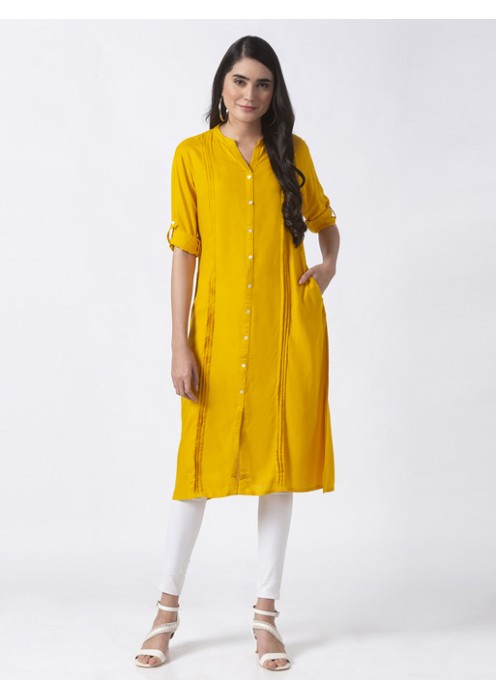 Mustard Solid Kurta 