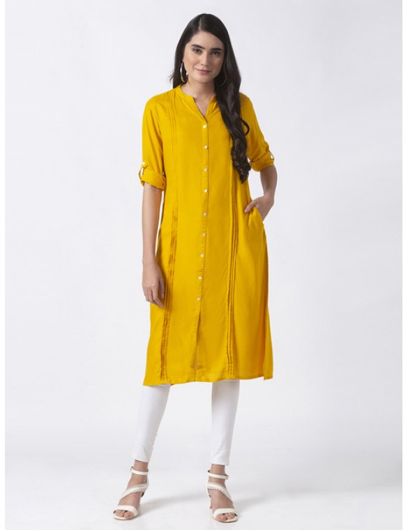 Mustard Solid Kurta 