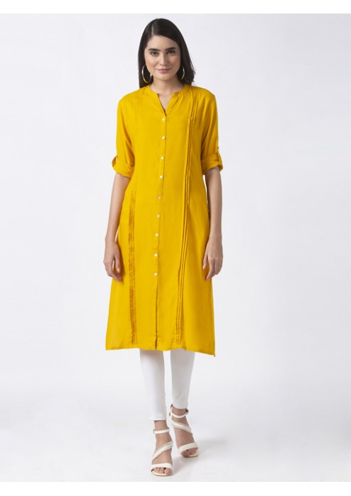 Mustard Solid Kurta 