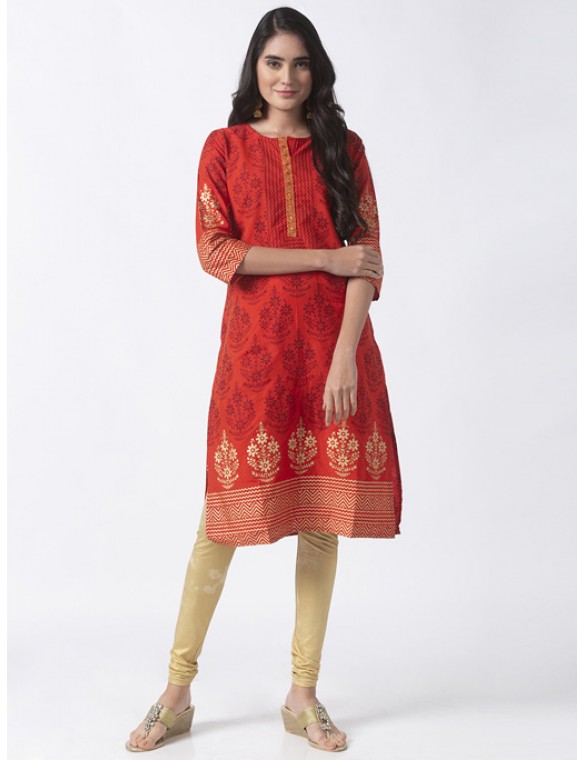 Rust Kurta with Floral Printing