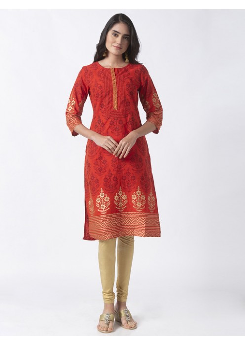 Rust Kurta with Floral Printing