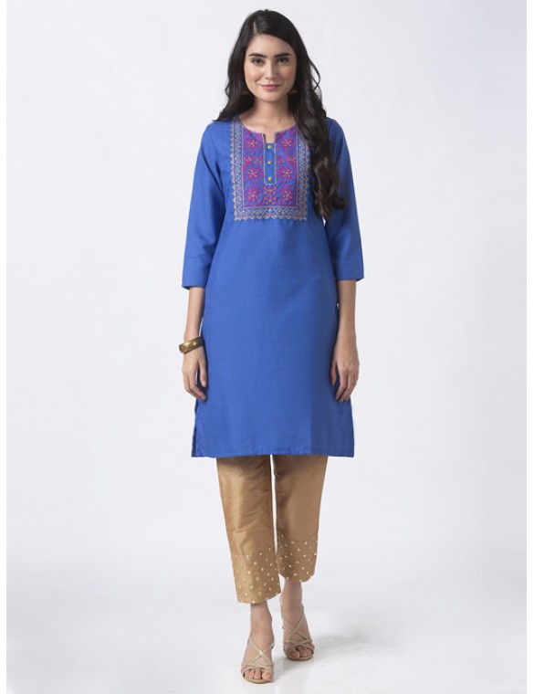 Blue Embroidered Kurta 