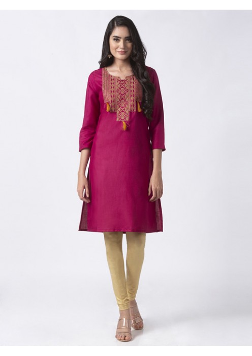 Magenta Kurta with Embroidery