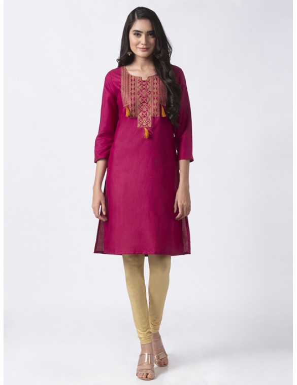 Magenta Kurta with Embroidery