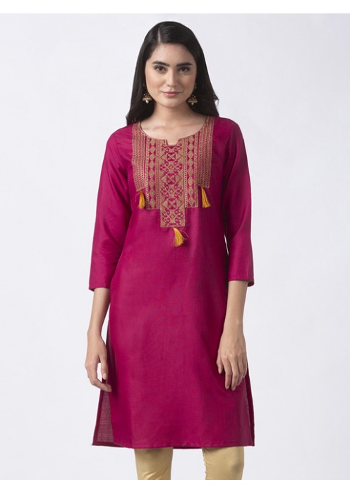 Magenta Kurta with Embroidery