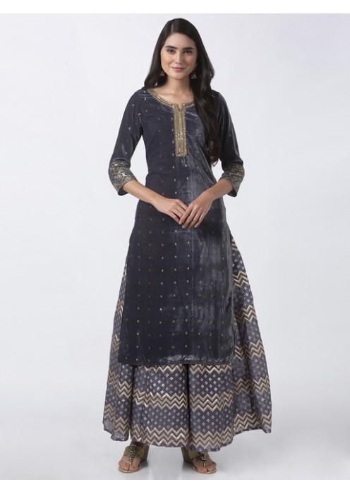  Grey Gathered Lehenga